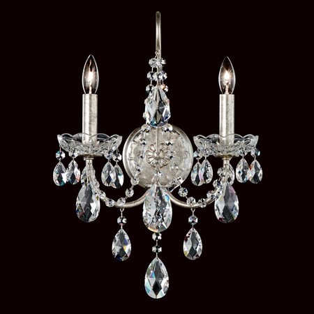 Schonbek Sonatina 2 Light 110V Wall Sconce in Antique Silver with Clear Crystal ST1939N-48S